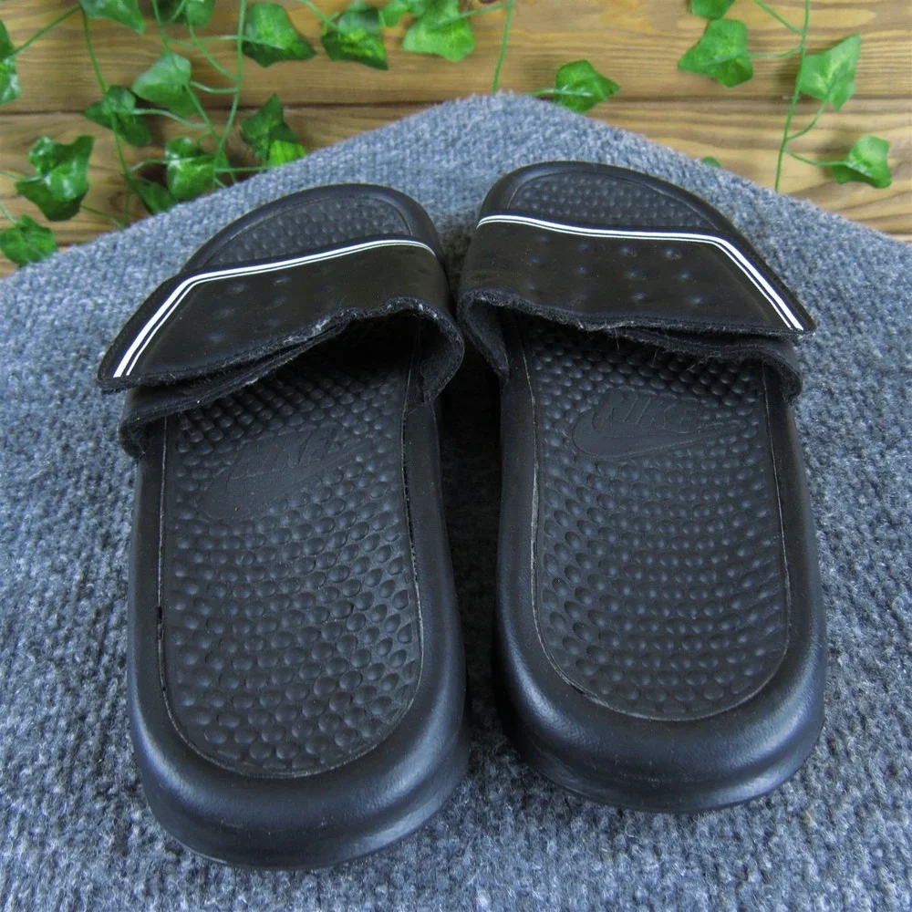 Nike Slide Comfort Boys Y 6 Medium Sandal‎ Black Synthetic Hook & Loop